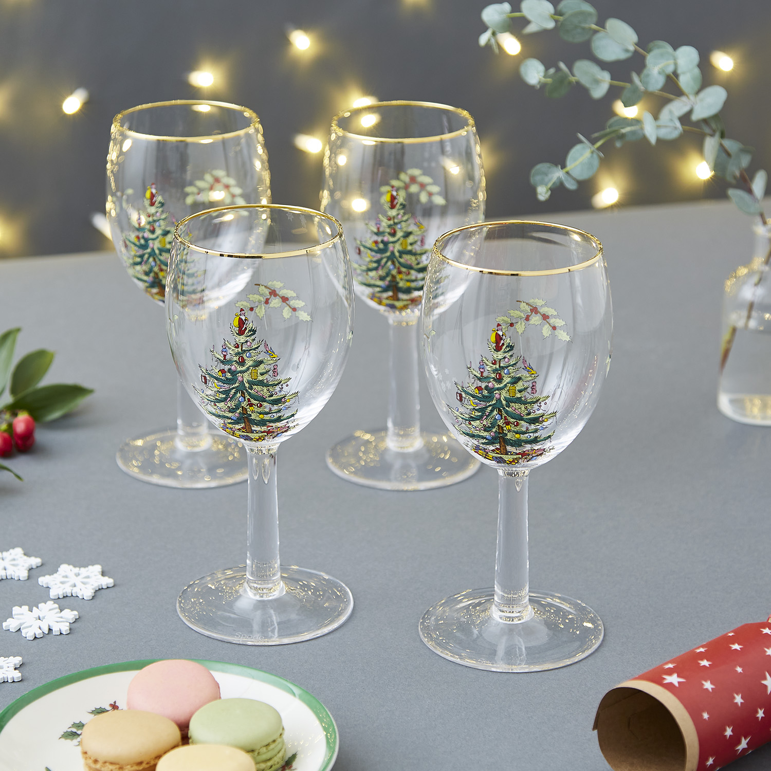 Joyeux Noel Christmas Wine Glasses Set of 8