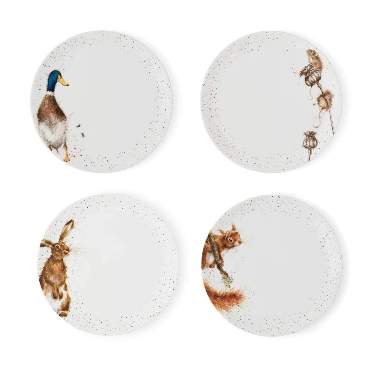 Wrendale Designs Countryside Animals Coupe Plates Royal Worcester Set of 4