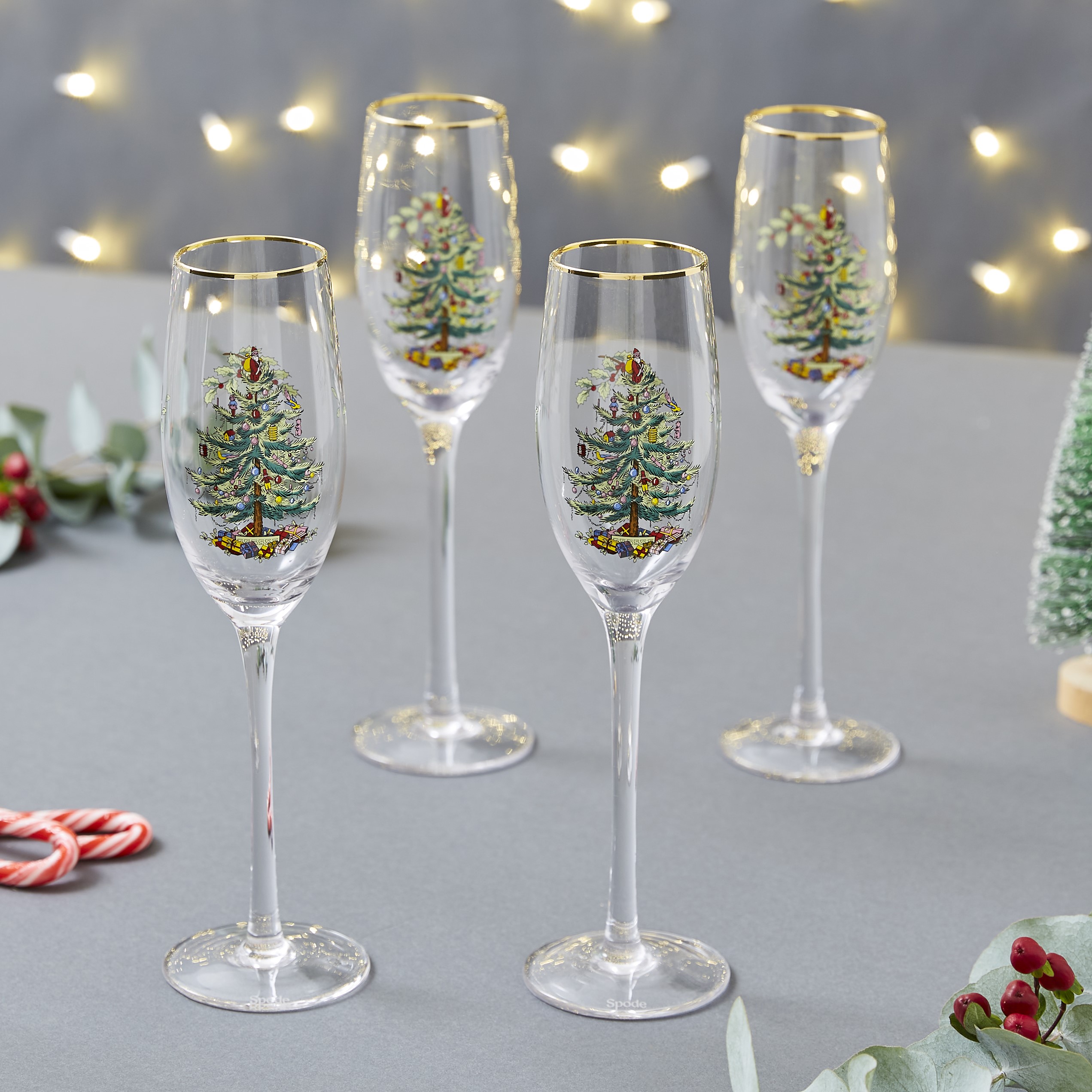 Snowflake Happy Holidays Champagne Flutes Glasses Set of 8